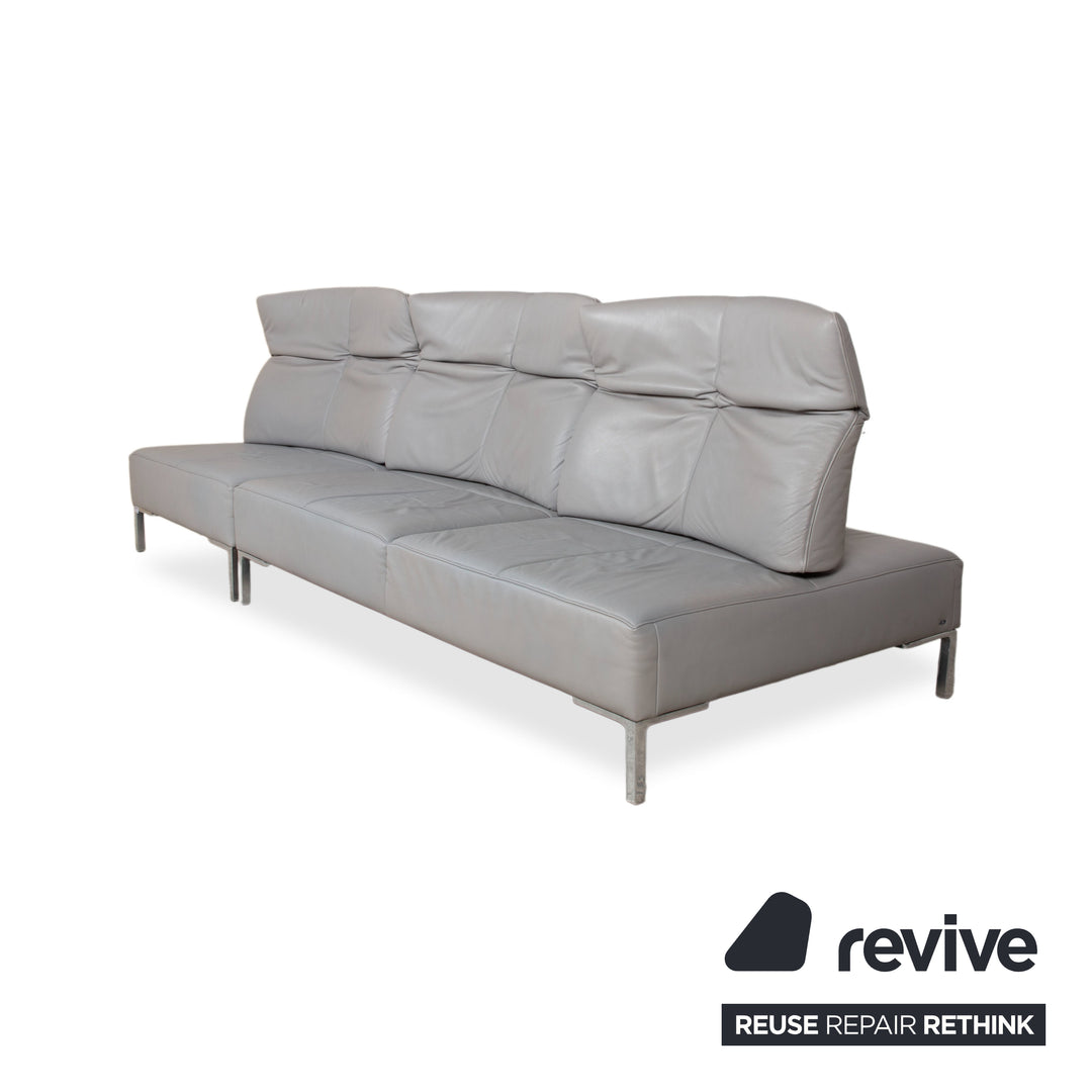 de Sede DS-112 Leder Dreisitzer Grau manuelle Funktion Sofa Couch