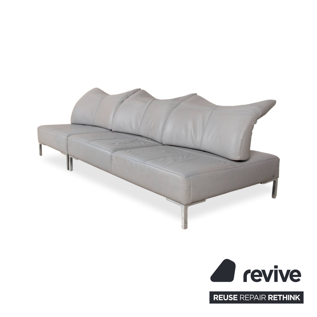 de Sede DS-112 Leder Dreisitzer Grau manuelle Funktion Sofa Couch