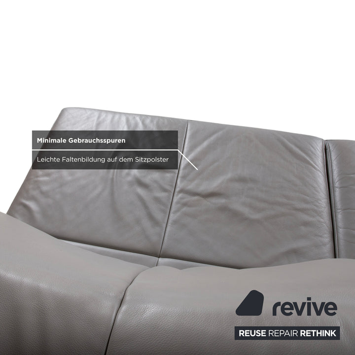de Sede DS-112 Leder Dreisitzer Grau manuelle Funktion Sofa Couch