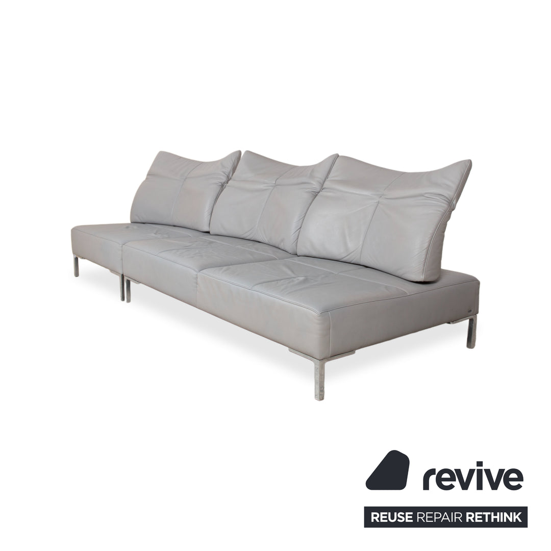 de Sede DS-112 Leder Dreisitzer Grau manuelle Funktion Sofa Couch