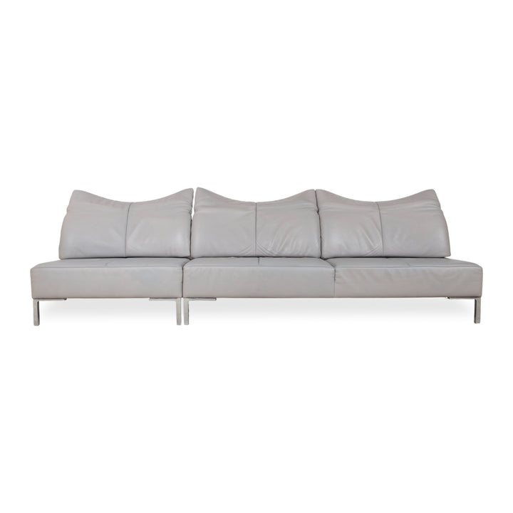 de Sede DS-112 Leder Dreisitzer Grau manuelle Funktion Sofa Couch
