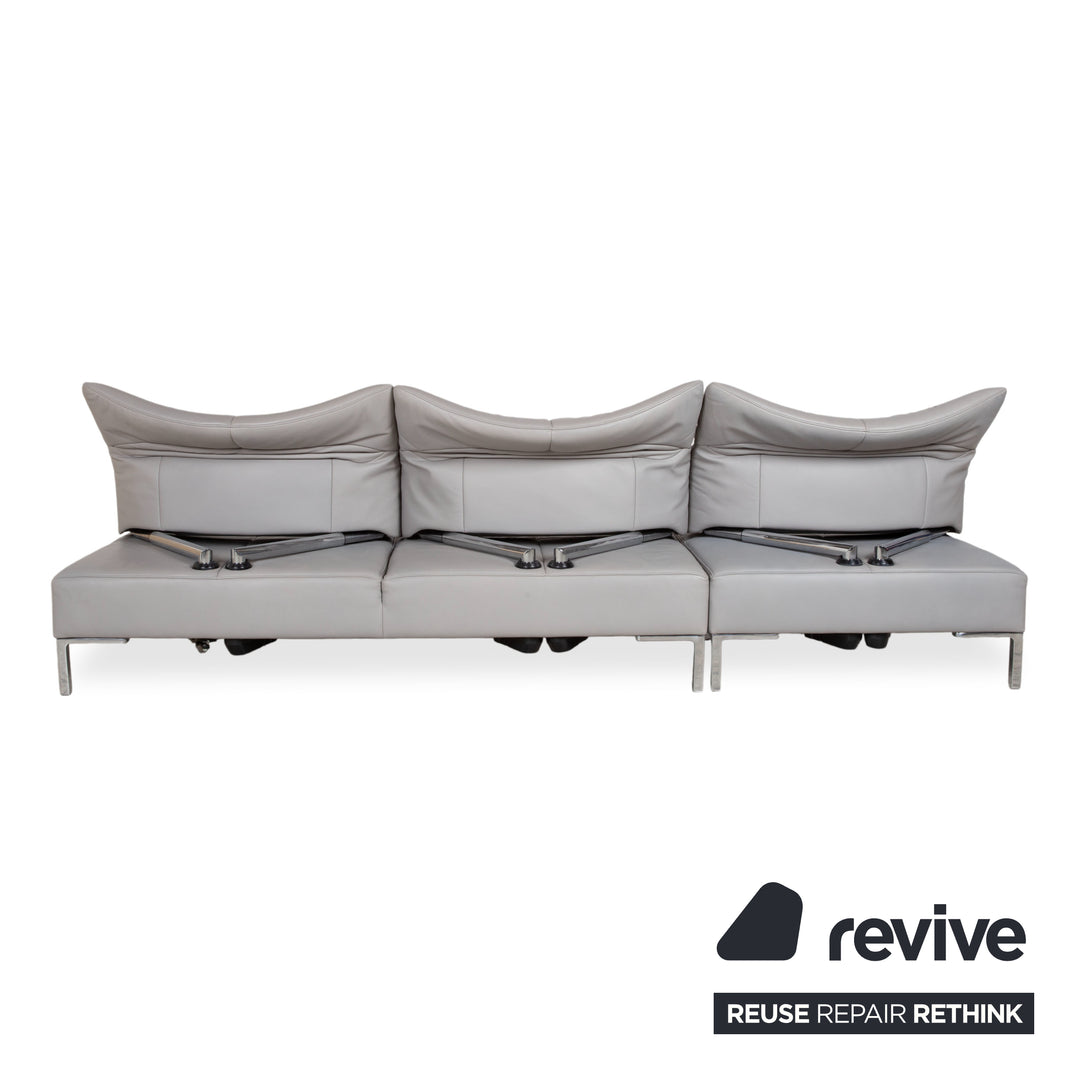 de Sede DS-112 Leder Dreisitzer Grau manuelle Funktion Sofa Couch