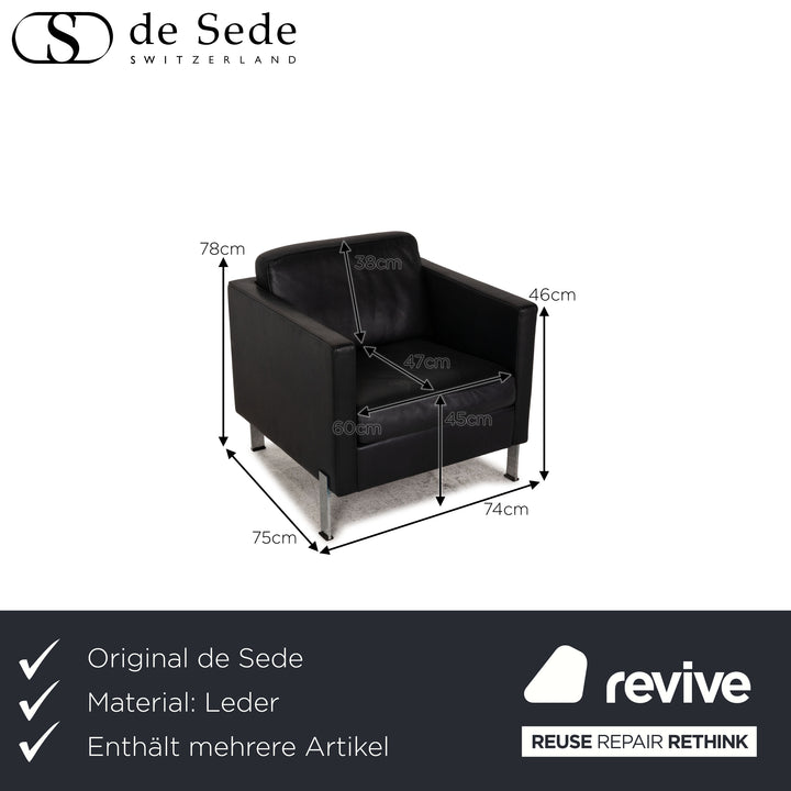 de sede ds 118 Leder Sessel Garnitur Schwarz
