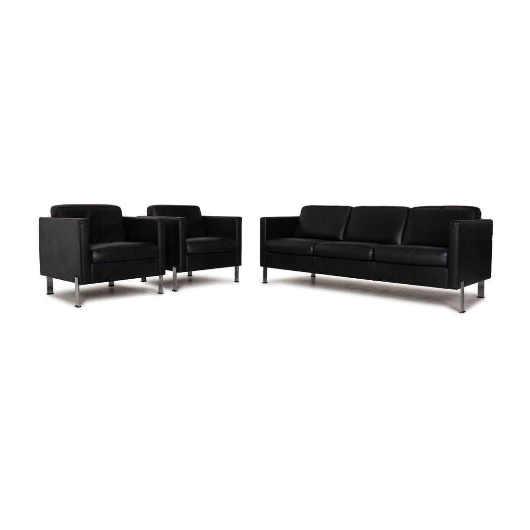 de sede ds 118 Leder Sofa Garnitur Schwarz Dreisitzer Sessel Couch
