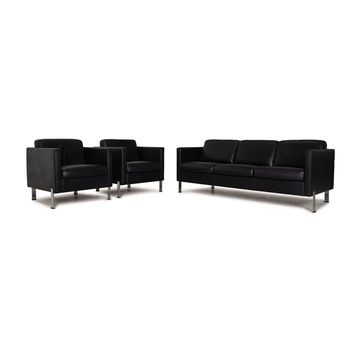 de sede ds 118 Leder Sofa Garnitur Schwarz Dreisitzer Sessel Couch