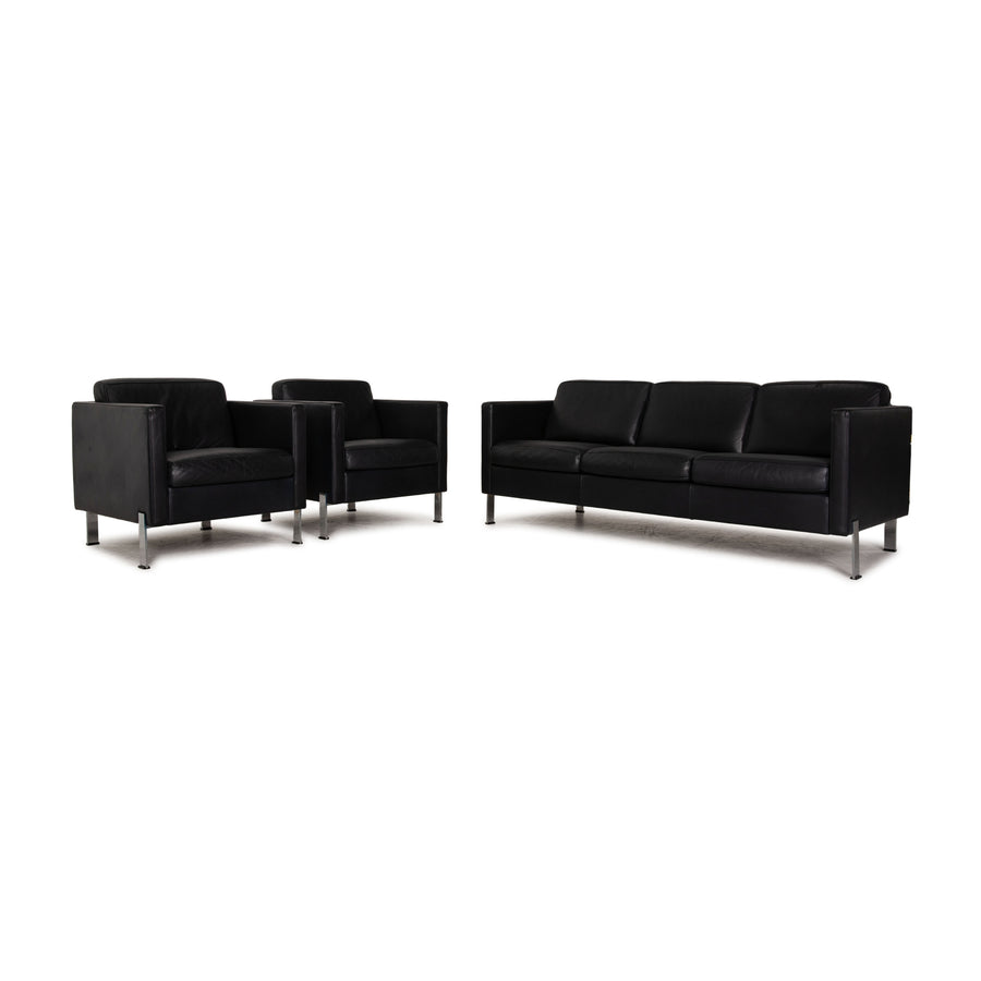 de sede ds 118 Leder Sofa Garnitur Schwarz Dreisitzer Sessel Couch