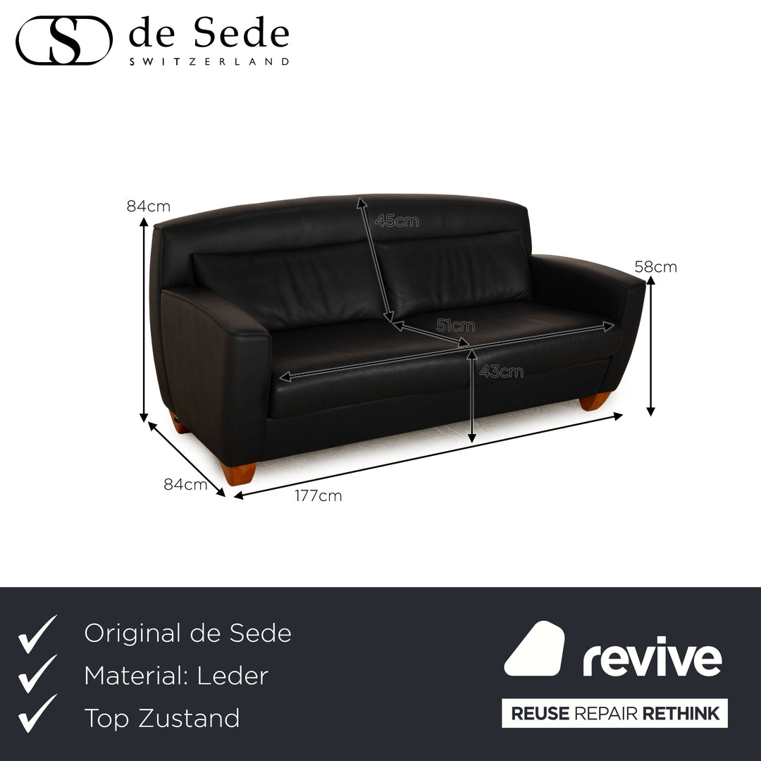 de Sede ds 120 Leder Dreisitzer Schwarz Dunkelblau