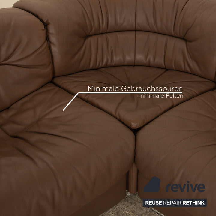 de Sede DS 14 Canapé d'angle en cuir marron taupe