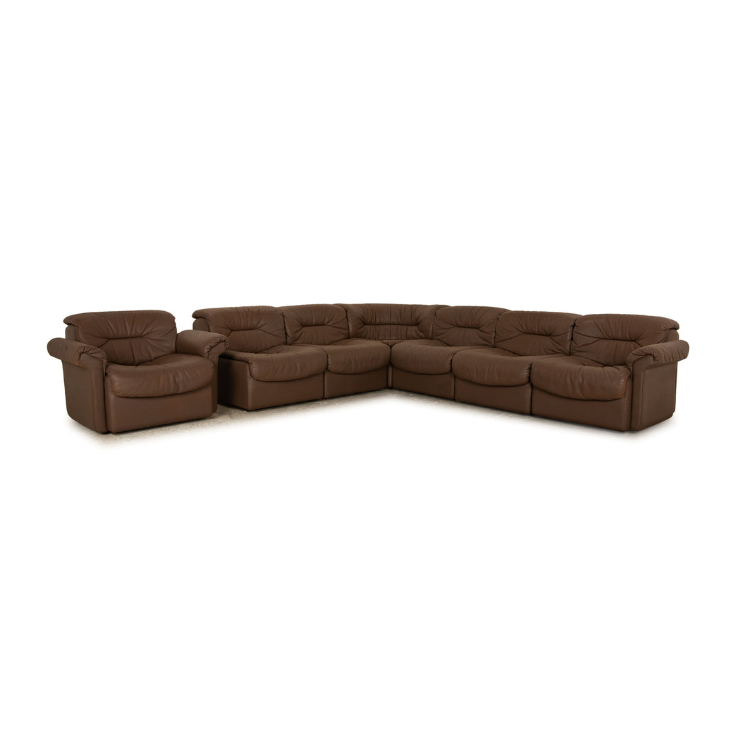 de Sede DS 14 leather sofa set brown taupe corner sofa armchair couch