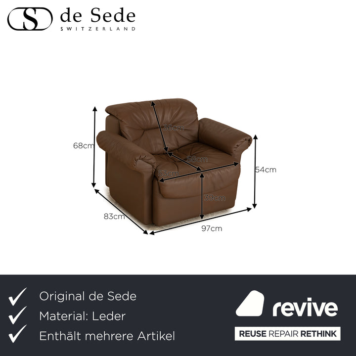 de Sede DS 14 Ensemble de canapés en cuir Marron Taupe Canapé d'angle Fauteuil Canapé