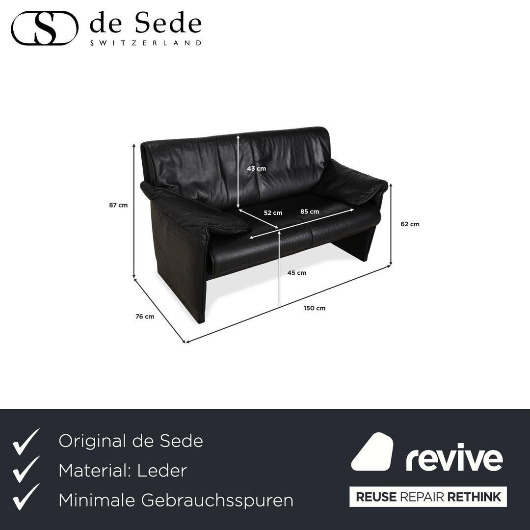 Canapé deux places en cuir noir de Sede DS-14