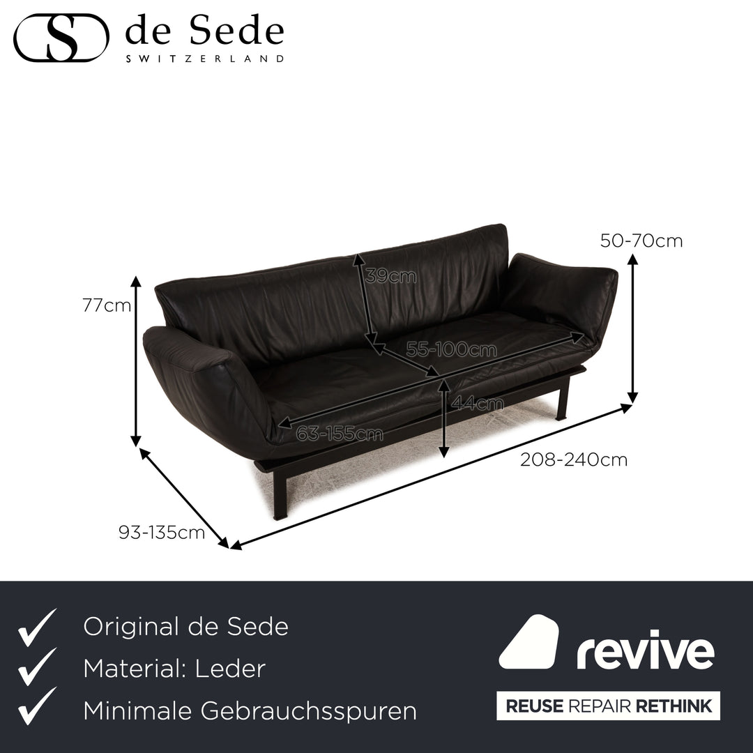 de Sede DS-140 Leather Sofa Black Two-Seater Couch Function Reclining Function