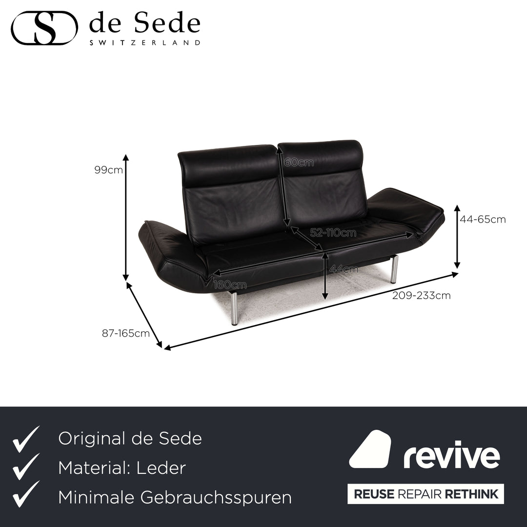 de Sede DS 450 leather sofa black two-seater function relax function couch