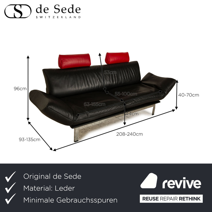 de Sede ds 140 leather two seater red black manual function sofa couch