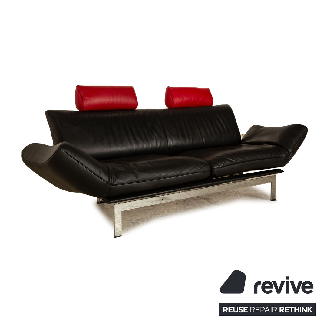 de Sede ds 140 leather two seater red black manual function sofa couch