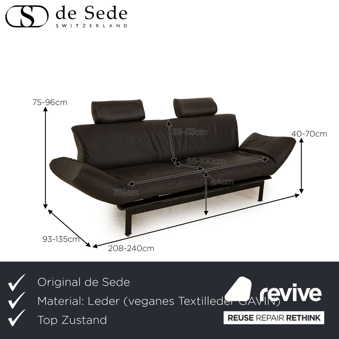 de Sede DS 140 two-seater anthracite grey sofa vegan leather (microfiber) new cover function