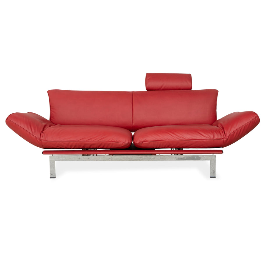 de Sede DS 140 Veganes Leder Zweisitzer Rot inkl. Kopfstütze Sofa Couch Neubezug manuelle Funktion