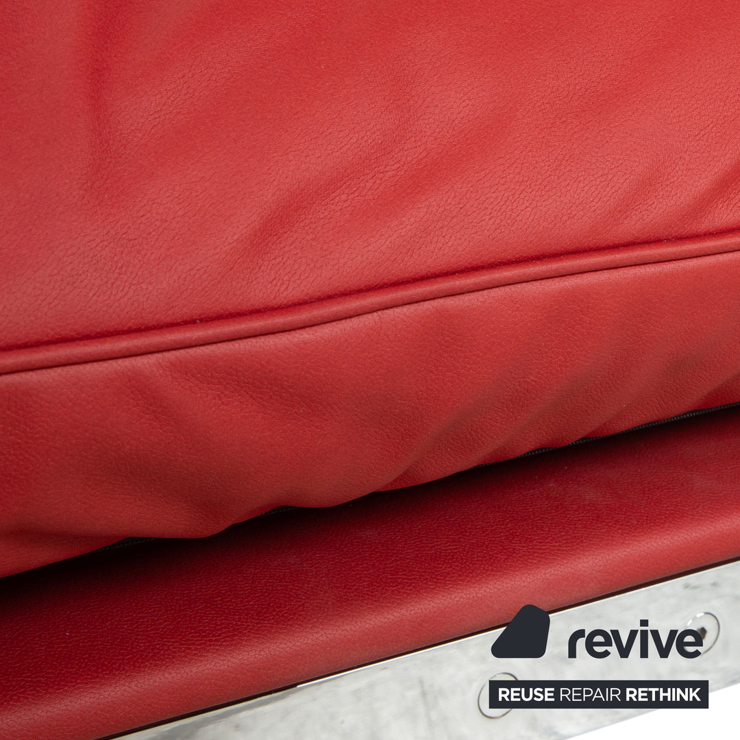 de Sede DS 140 Veganes Leder Zweisitzer Rot inkl. Kopfstütze Sofa Couch Neubezug manuelle Funktion