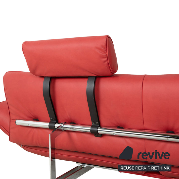 de Sede DS 140 Veganes Leder Zweisitzer Rot inkl. Kopfstütze Sofa Couch Neubezug manuelle Funktion