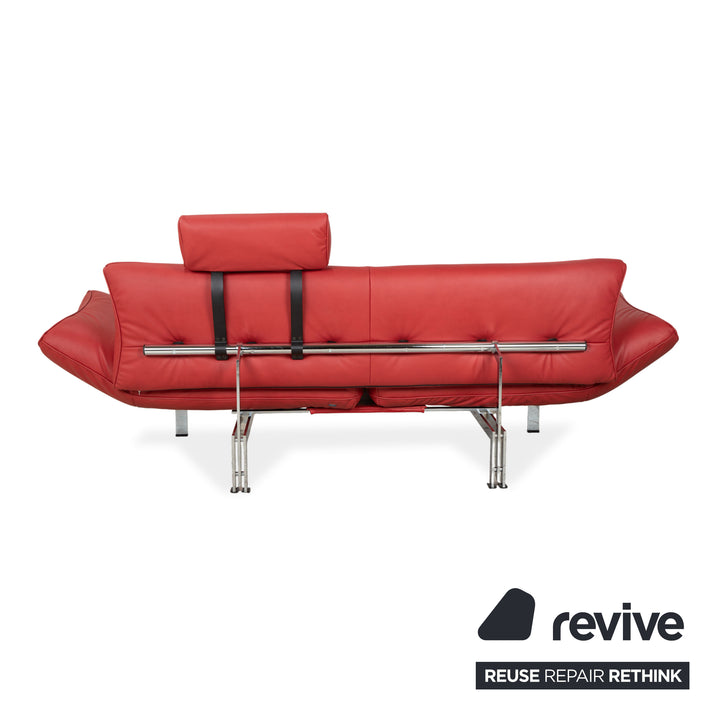 de Sede DS 140 Veganes Leder Zweisitzer Rot inkl. Kopfstütze Sofa Couch Neubezug manuelle Funktion