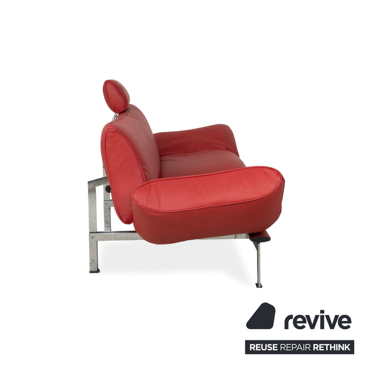 de Sede DS 140 Veganes Leder Zweisitzer Rot inkl. Kopfstütze Sofa Couch Neubezug manuelle Funktion