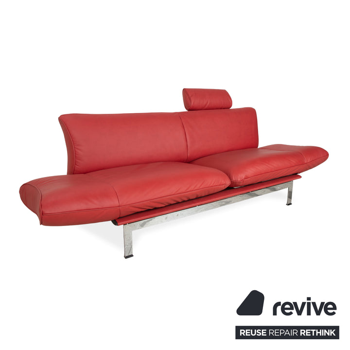 de Sede DS 140 Veganes Leder Zweisitzer Rot inkl. Kopfstütze Sofa Couch Neubezug manuelle Funktion