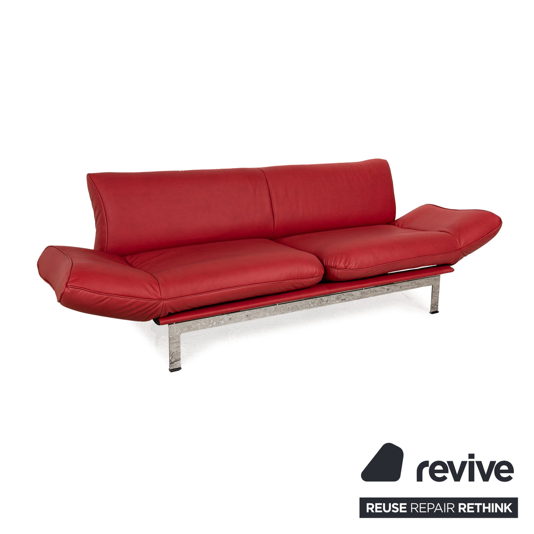 de Sede DS 140 Veganes Leder Zweisitzer Rot manuelle Funktion Sofa Couch Neubezug