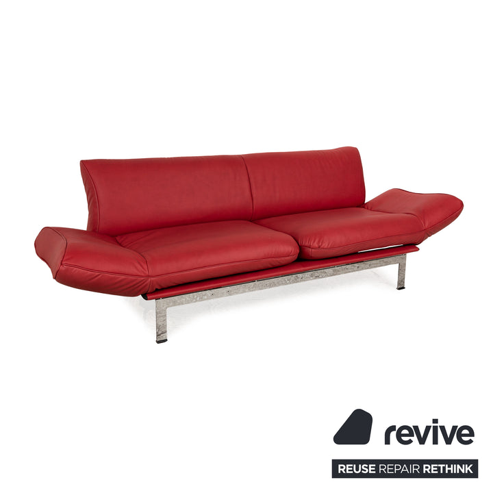 de Sede DS 140 Veganes Leder Zweisitzer Rot manuelle Funktion Sofa Couch Neubezug