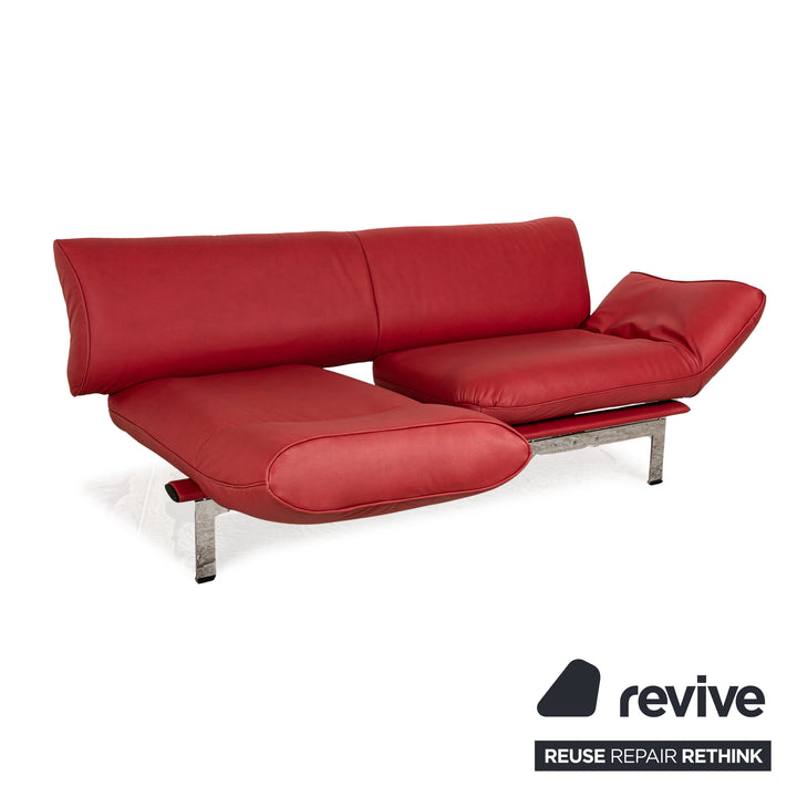 de Sede DS 140 Veganes Leder Zweisitzer Rot manuelle Funktion Sofa Couch Neubezug