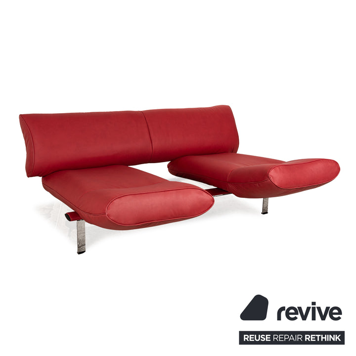 de Sede DS 140 Veganes Leder Zweisitzer Rot manuelle Funktion Sofa Couch Neubezug