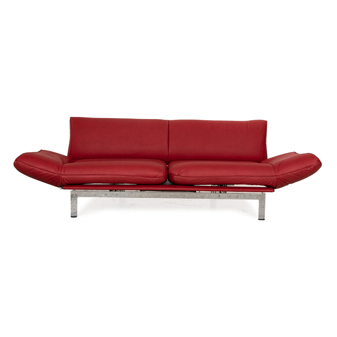 de Sede DS 140 Veganes Leder Zweisitzer Rot manuelle Funktion Sofa Couch Neubezug