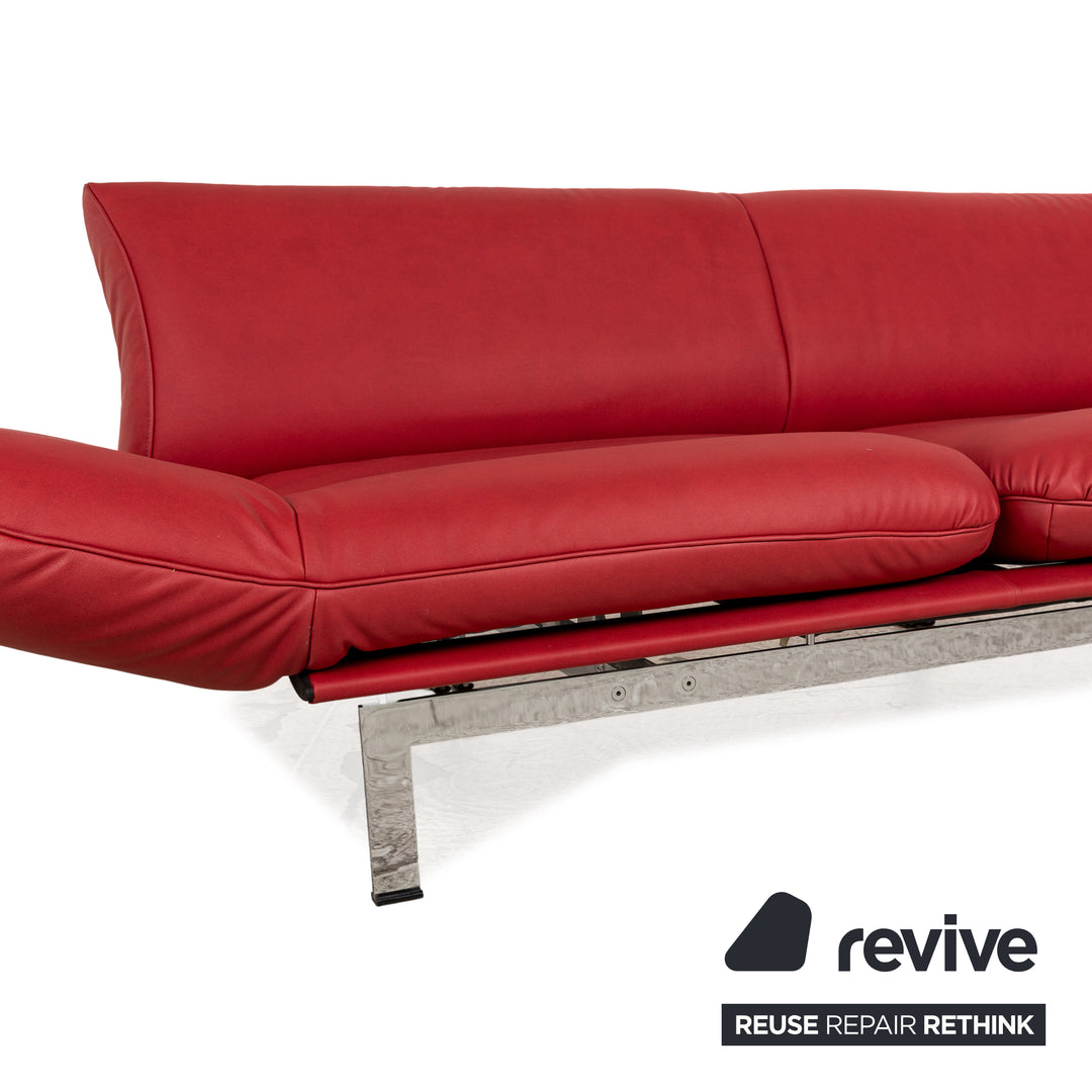 de Sede DS 140 Veganes Leder Zweisitzer Rot manuelle Funktion Sofa Couch Neubezug