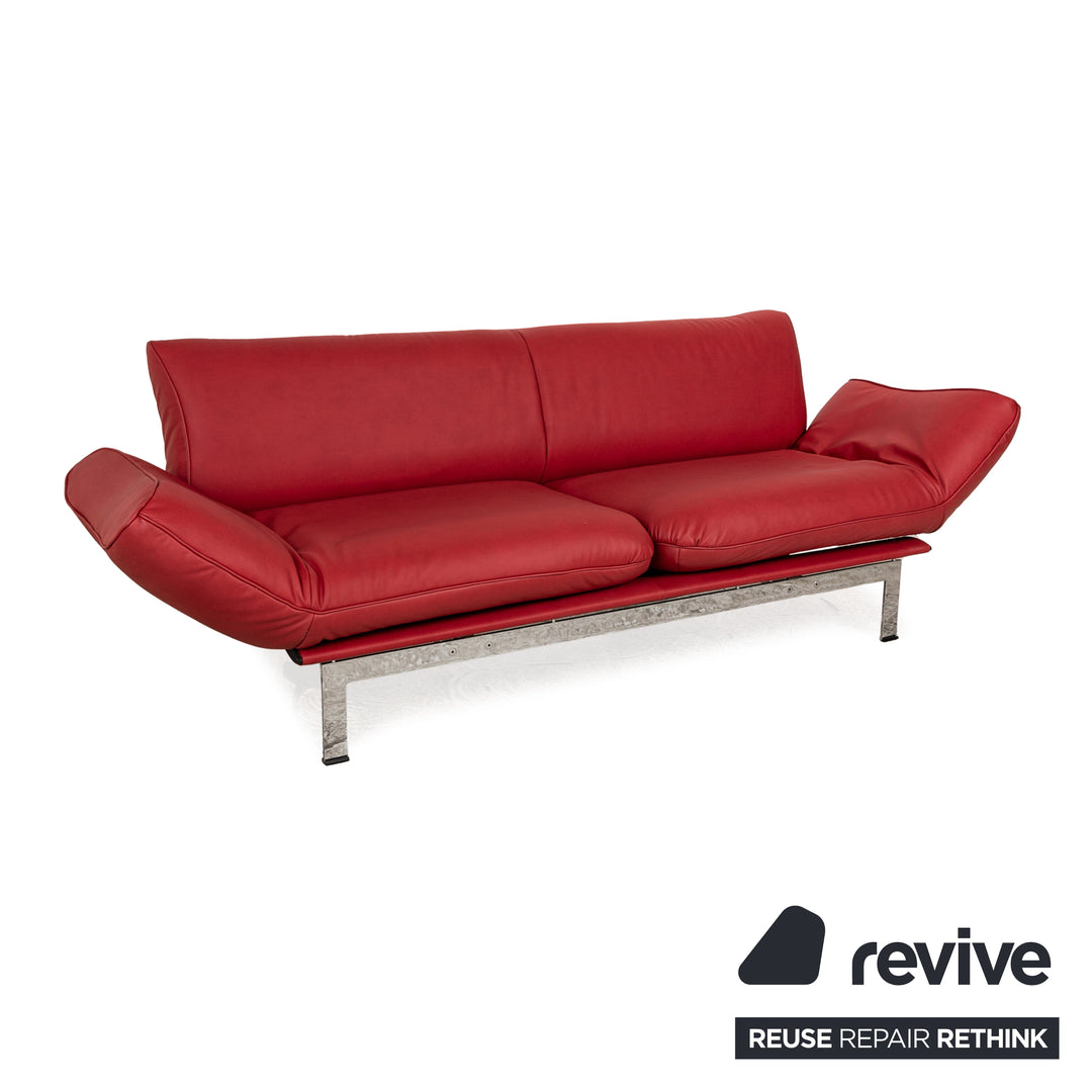 de Sede DS 140 Veganes Leder Zweisitzer Rot manuelle Funktion Sofa Couch Neubezug