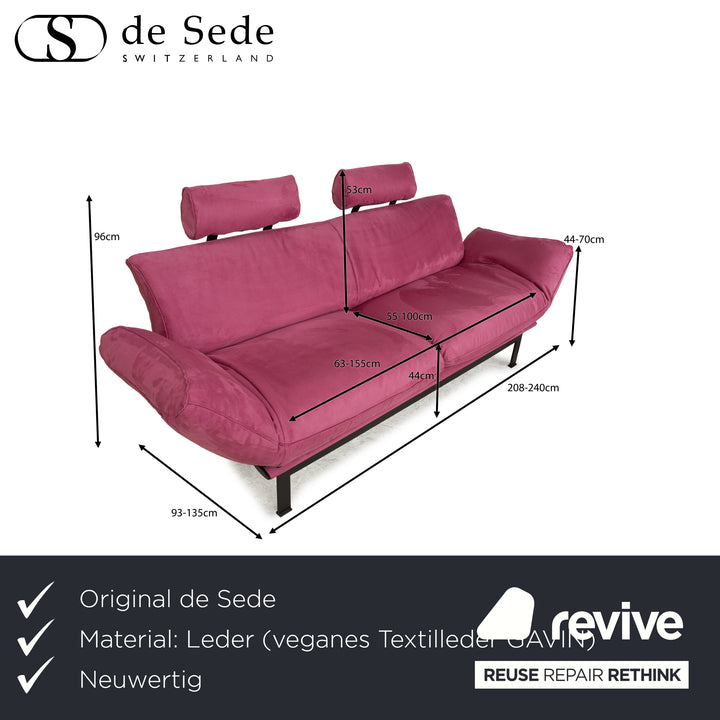 de Sede DS 140 Two-seater Purple Sofa vegan leather (microfiber) new cover function
