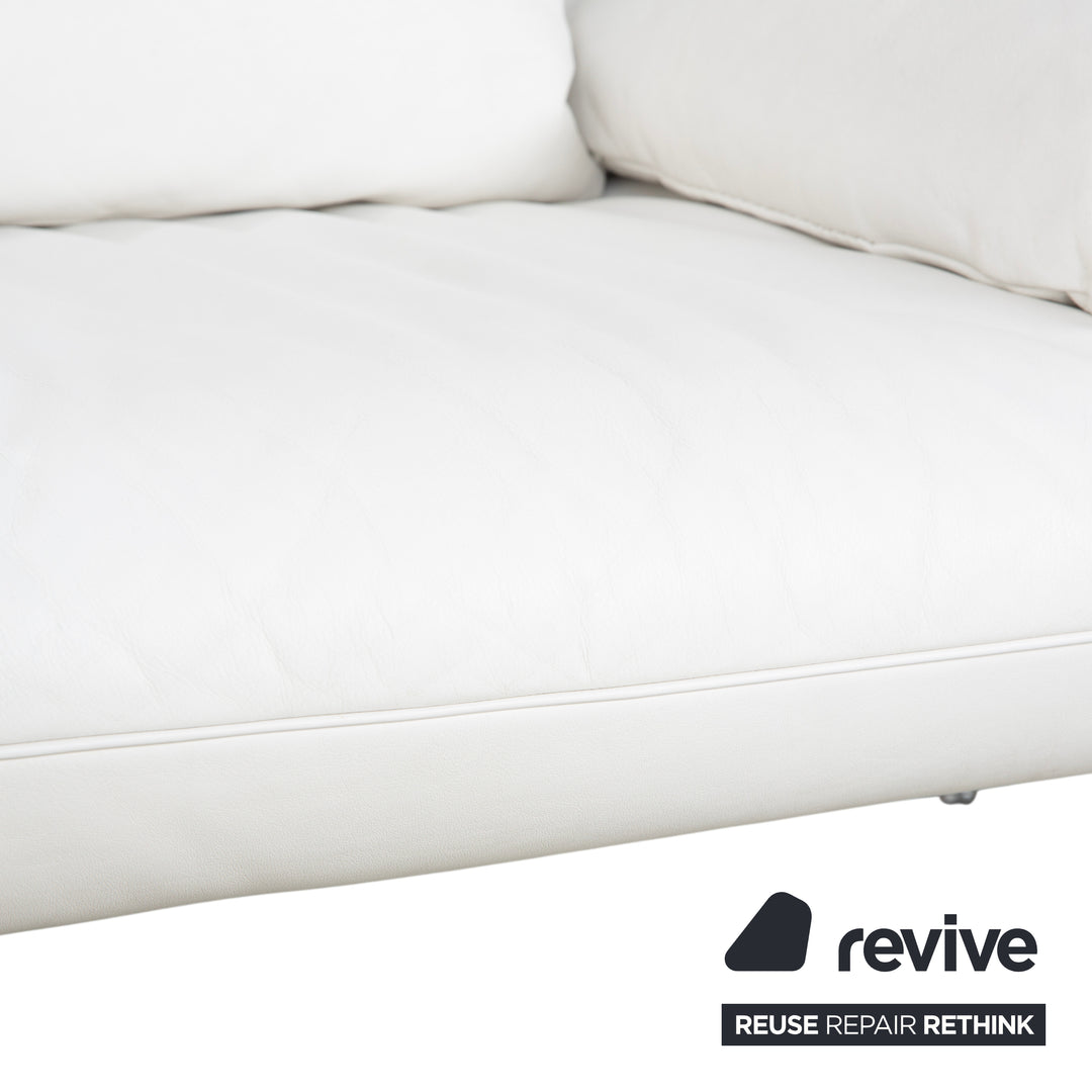 de Sede DS 142 Wing Leder Liege Weiß Sessel Sofa Chrom Füße manuelle Funktion