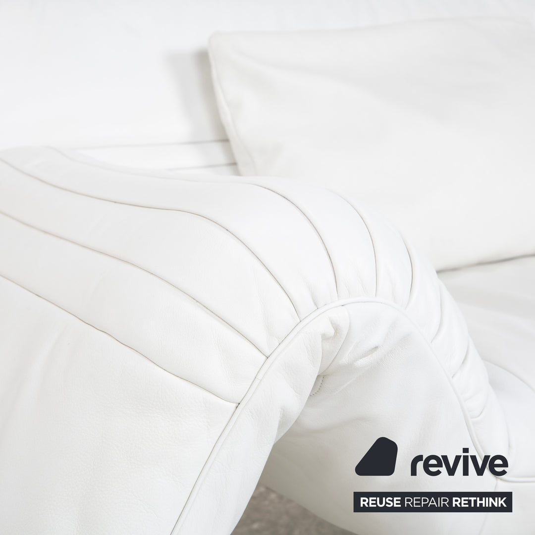 de Sede DS 142 Wing Leder Liege Weiß Sessel Sofa Chrom Füße manuelle Funktion