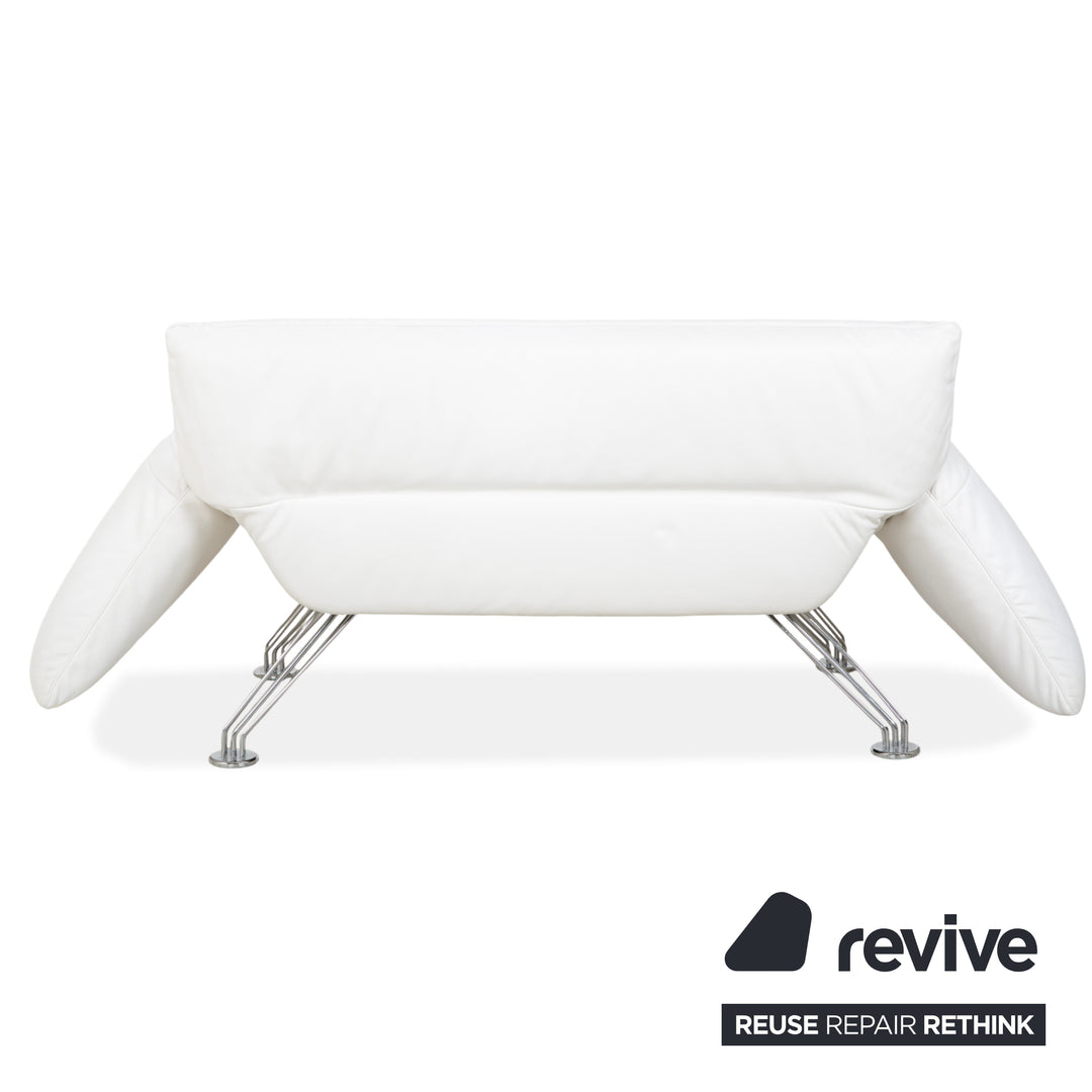 de Sede DS 142 Wing Leder Liege Weiß Sessel Sofa Chrom Füße manuelle Funktion