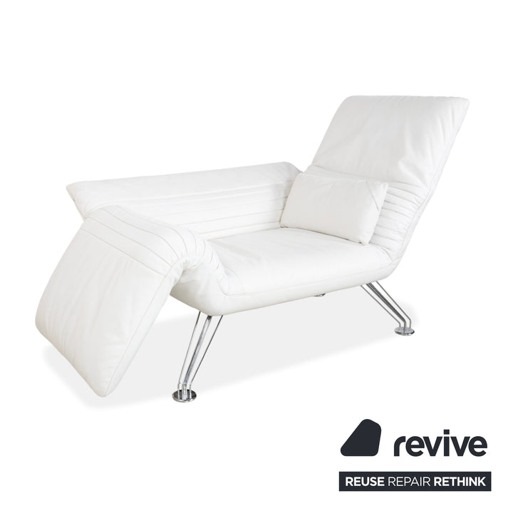 de Sede DS 142 Wing Leder Liege Weiß Sessel Sofa Chrom Füße manuelle Funktion