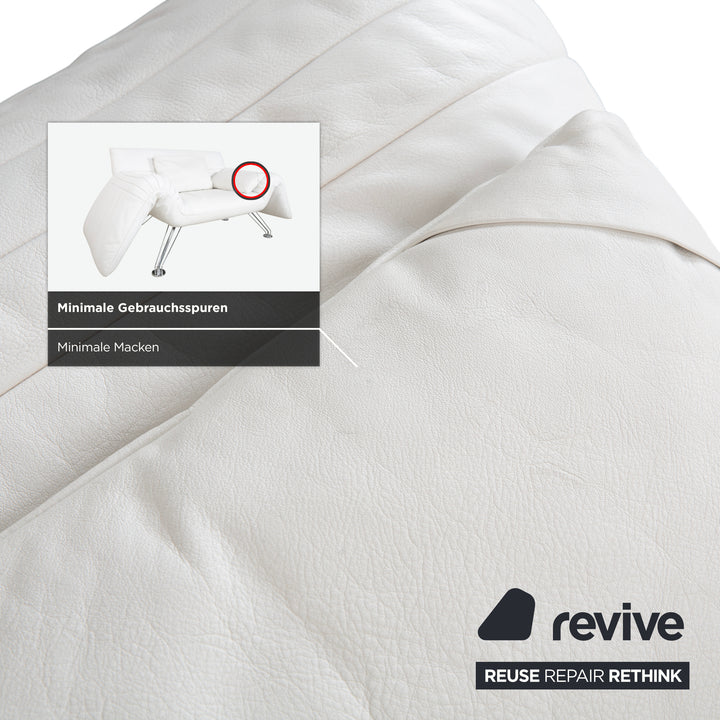 de Sede DS 142 Wing Leder Liege Weiß Sessel Sofa Chrom Füße manuelle Funktion