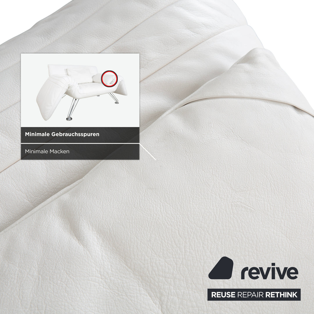 de Sede DS 142 Wing Leder Liege Weiß Sessel Sofa Chrom Füße manuelle Funktion