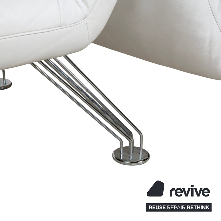 de Sede DS 142 Wing Leder Liege Weiß Sessel Sofa Chrom Füße manuelle Funktion