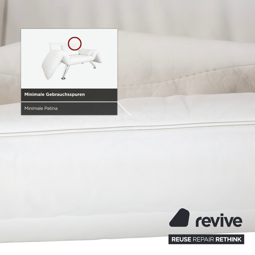 de Sede DS 142 Wing Leder Liege Weiß Sessel Sofa Chrom Füße manuelle Funktion