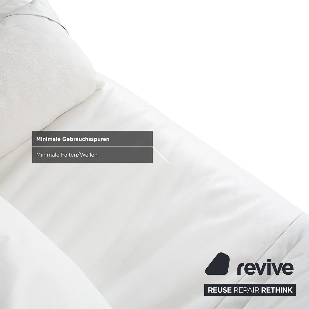 de Sede DS 142 Wing Leder Liege Weiß Sessel Sofa Chrom Füße manuelle Funktion