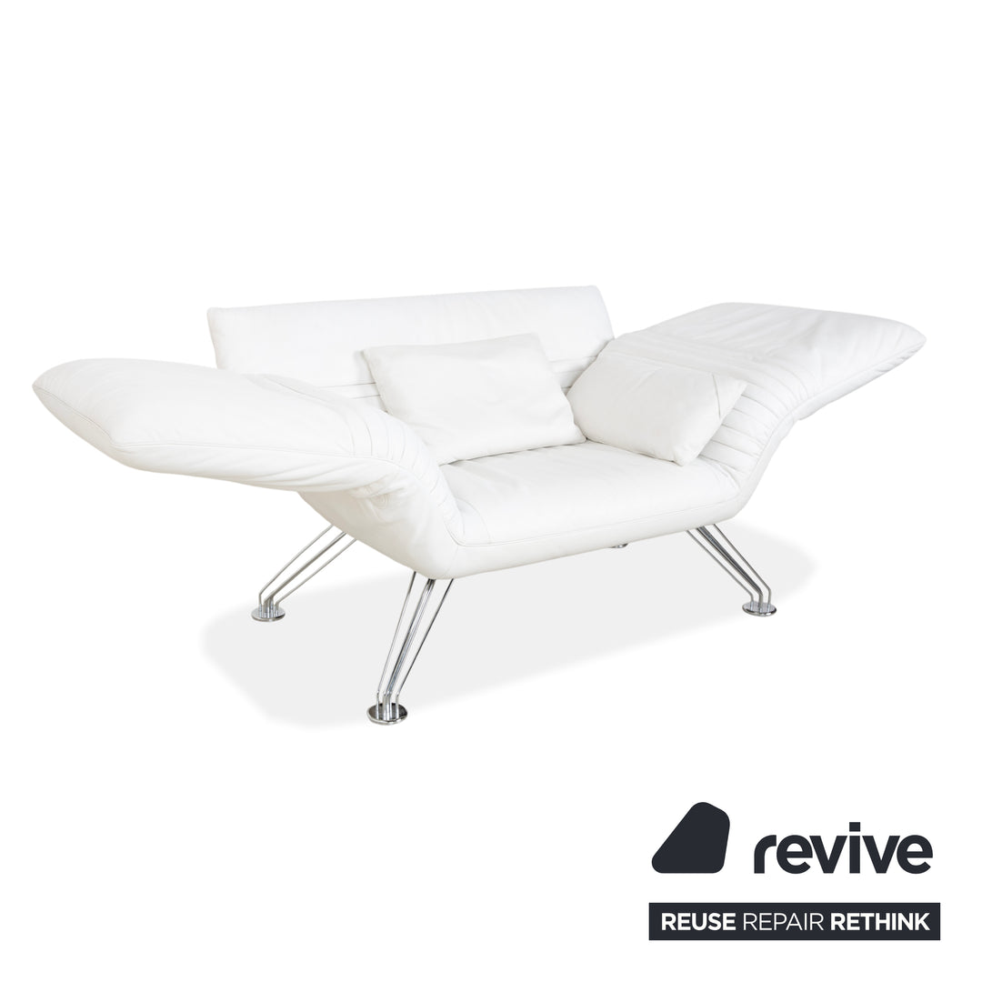 de Sede DS 142 Wing Leder Liege Weiß Sessel Sofa Chrom Füße manuelle Funktion