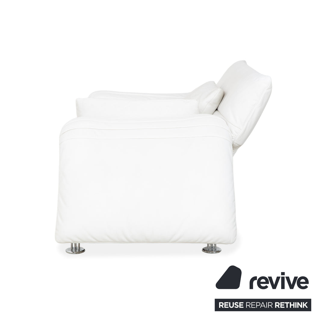 de Sede DS 142 Wing Leder Liege Weiß Sessel Sofa Chrom Füße manuelle Funktion