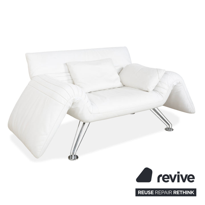 de Sede DS 142 Wing Leder Liege Weiß Sessel Sofa Chrom Füße manuelle Funktion
