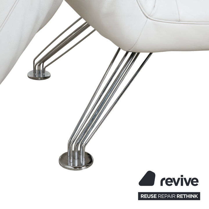 de Sede DS 142 Wing Leder Liege Weiß Sessel Sofa Chrom Füße manuelle Funktion