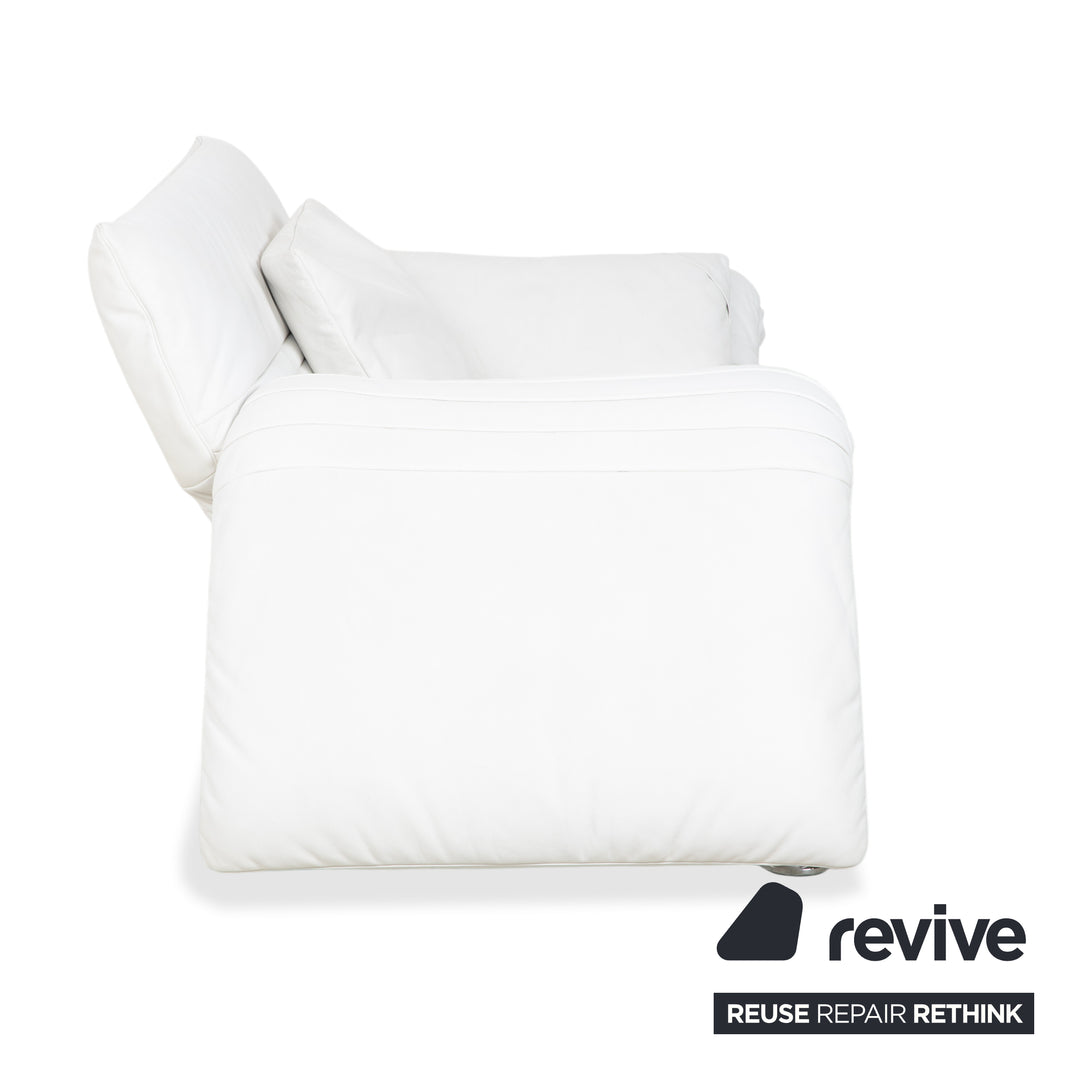 de Sede DS 142 Wing Leder Liege Weiß Sessel Sofa Chrom Füße manuelle Funktion