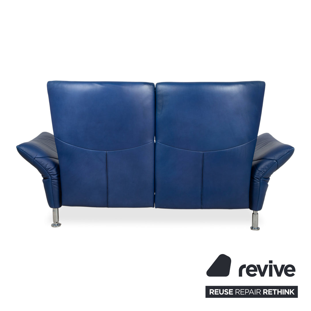 de Sede ds 145 leather chrome sofa couch blue two-seater manual function relaxation function