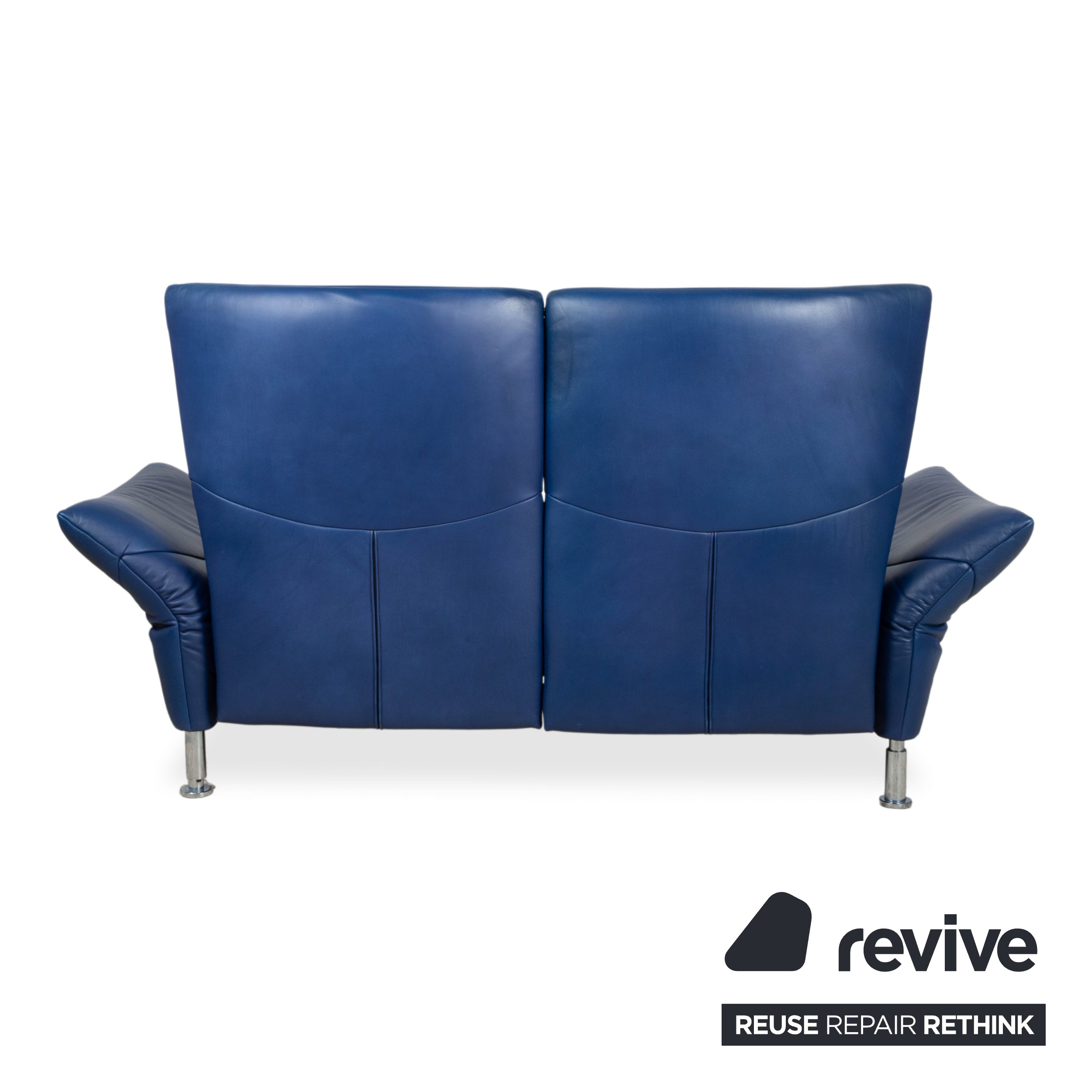 de Sede ds 145 Leder Chrom Sofa Couch Blau Zweisitzer manuelle Funktion Relaxfunktion